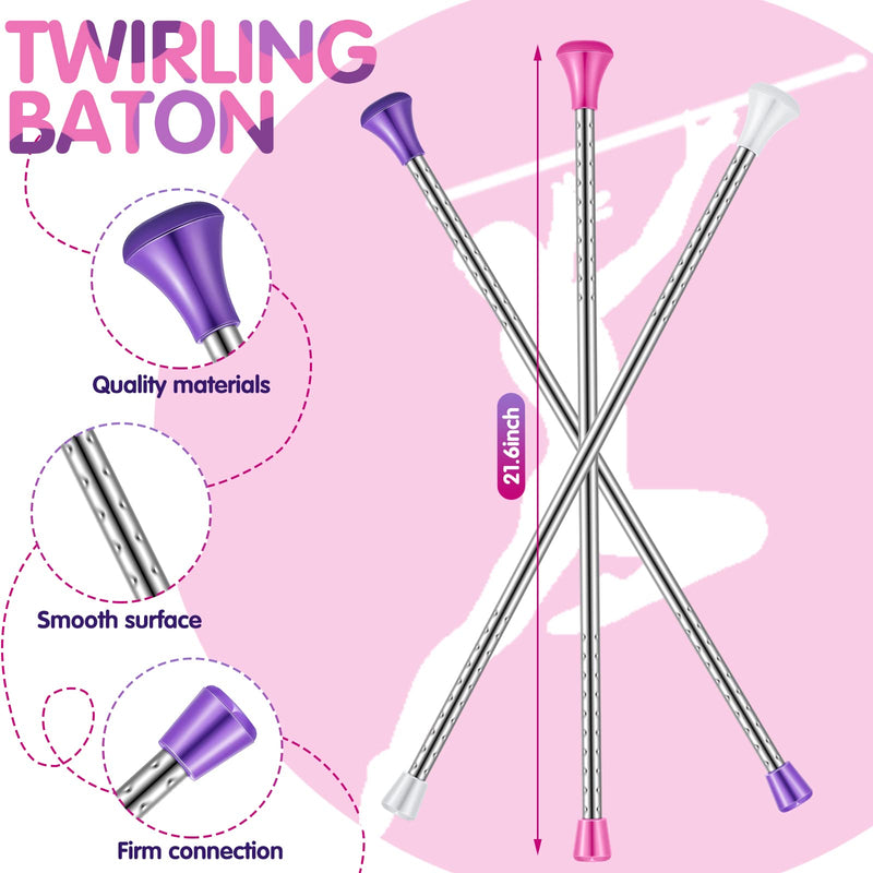 6 Pcs Twirling Batons Center Balanced Batons for Twirling 22 Inch Steel Kid Baton with Colorful Dance Ribbons Rhythmic Gymnastics Ribbon for Kids Girls Marching Band, Gymnastics, Dance Performance - BeesActive Australia