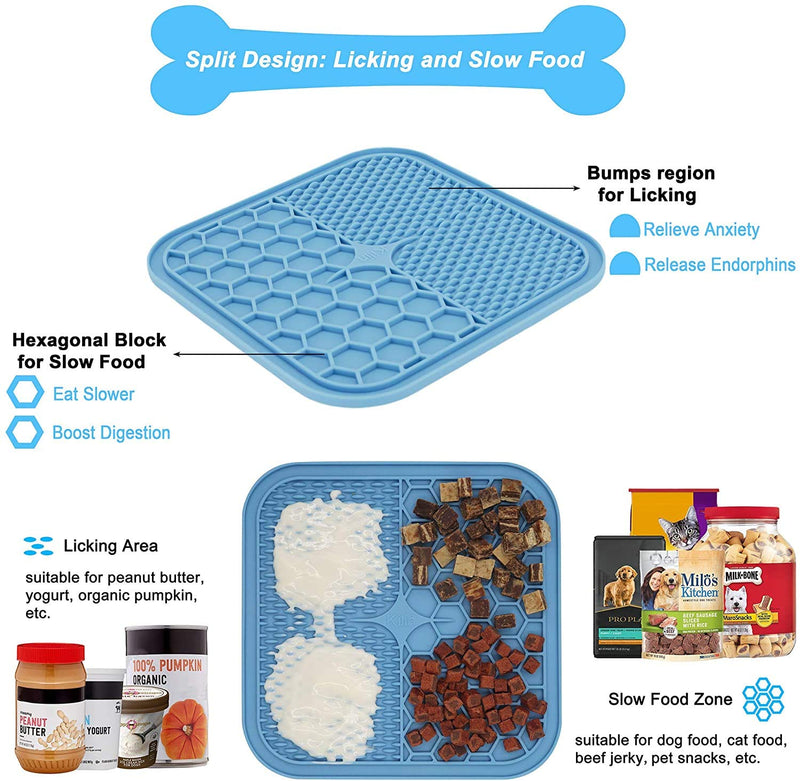 KILIN Dog Lick Pad,Boredom & Anxiety Reducer,Snuffle Mat for Dogs,Dog Puzzle Toys,Dog Food Mat with Suction Cups,Alternative to Slow Feeder Dog Bowls,Calming Mat for Bathing,Grooming,and Nail Trimming Small Blue - BeesActive Australia