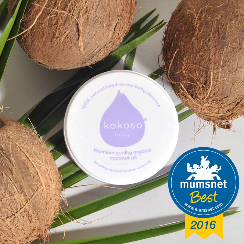 Kokoso Baby Organic Coconut Oil – Moisturising 100% Natural Baby Oil for Baby Massage, Dry, Sensitive and Normal Baby Skin – 168g - BeesActive Australia