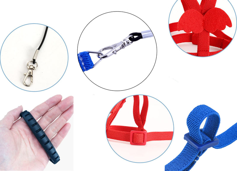 Parrot Harness and Leash Set - Elastic Rope with Adjustable Harness Cute Wing, Suitable for Meduim Size Bird Like Alexandrine Parakeet, Red-Breasted Parakeet, Caique, Mini Macaw BLACK - BeesActive Australia