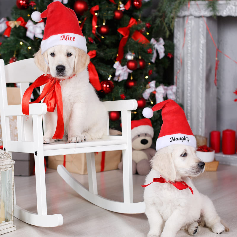 2 Pieces Dog Santa Hat Cute Cat Christmas Hats Adjustable PET Costumes for Christmas Cats Dogs Pets Outfit Supplies (2 Pcs) - BeesActive Australia