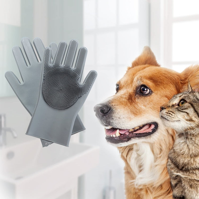 Pet Grooming Gloves - Gentle Dog Bathing Shampoo Brush - Massage Mitt with Enhanced Five Finger Design - Efficient Deshedding Glove for Dogs, Cats, Rabbits and Horses - 1 Pack - BeesActive Australia