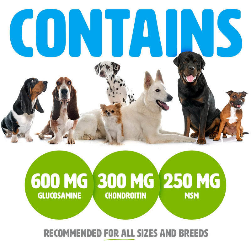 Glucosamine for Dogs with Chondroitin and MSM - Hip and Joint Supplement for Dog Mobility Support and Arthritis Pain Relief by PTC - Profits to Charity 120 Count (Pack of 1) - BeesActive Australia