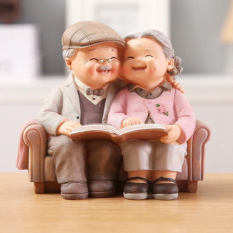 HOWADE Loving Elderly Couple Figurines,Love Lasts Resin Couple Figurine,Grandparents Couples Elderly Life Decorative Statue Ornaments for Wedding Anniversary Home Birthday (Reading Style) Reading Style - BeesActive Australia