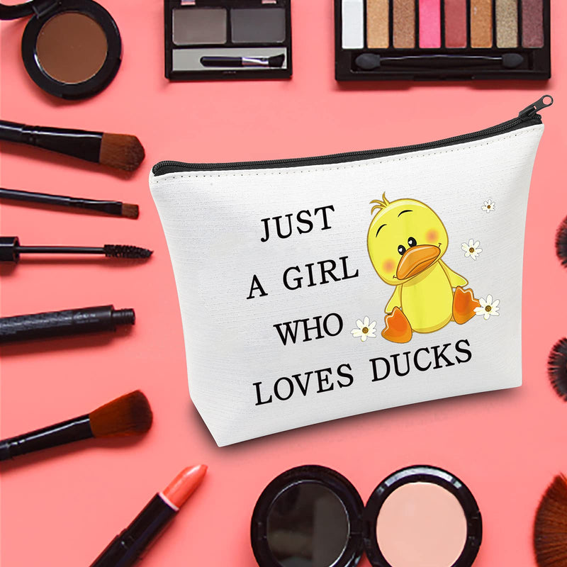 LEVLO Funny Duck Cosmetic Bag Animal Lover Gift Just A Girl Who Loves Ducks Makeup Zipper Pouch Bag Duck Lover Gift For Women Girls (Who Loves Ducks) - BeesActive Australia