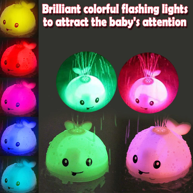 VI AI Baby Bath Toys, Whale Induction Spray Water Toy with LED Light Up, Sprinkler Toy for Baby Kids Toddler Infant Whale Bathtub Toy - White - BeesActive Australia