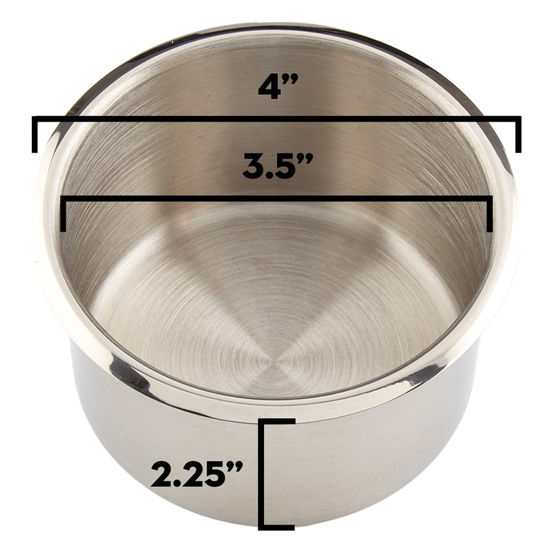 Brybelly Single Stainless Steel Cup Holder, Jumbo - Silver Drop-in Anti-Spill Storage Solution or Replacement Item for Poker Table, Work Desk, Car, Custom Build & DIY Projects - BeesActive Australia