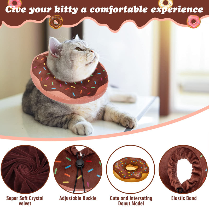 Cat Recovery Collar Cute Donut Cat Cone Collar Soft for Kitten and Cats After Surgery, Soft Adjustable Protective Pet E Collar Neck Cone Fit for Boy Girl Kitties Puppies Small Dogs Medium(Neck Girth 6.7"-11") - BeesActive Australia