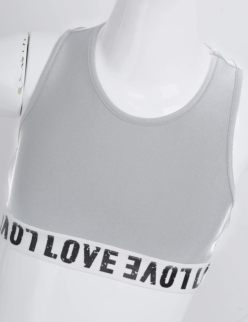 ranrann Girls 2PCS Ballet Dance Outfits Team Uniform Gymnastic Crop Top with Booty Shorts Active Sports Set Grey 12 - BeesActive Australia