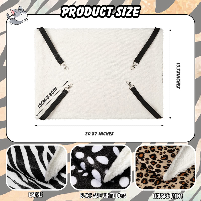 3 Pcs Reversible Pet Hammock Soft Plush Cat Hanging Hammock Dot Zebra Leopard Print Guinea Pig Bed Rat Cage Accessories for Cat Puppy Dog Piggy Kitten Ferret Rabbit Other Small Animals - BeesActive Australia