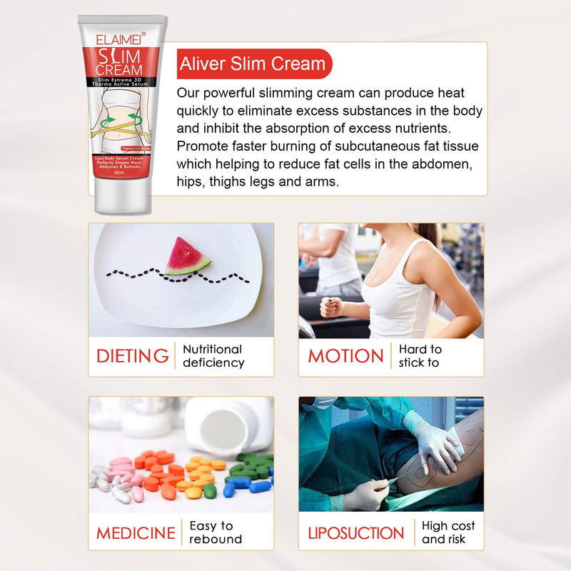 Hot Cream, 2 Pack Cellulite Removal Cream, Weight Losing Cream, Anti-Cellulite Slim Massage Cream, Slim Cream to Shaping Waist, Abdomen and Buttocks (2 x 60ml) - BeesActive Australia