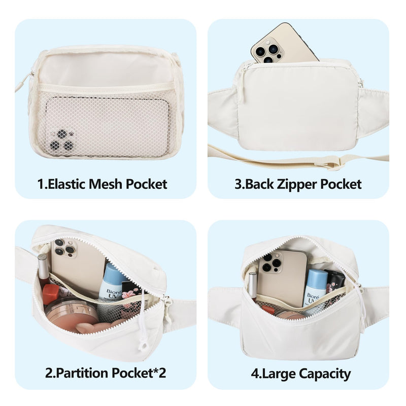 VOROLO Waist Pack for Running Fanny Pack for Women and Men Crossbody Belt Bag Bum Bag with Adjustable Strap for Sports Beige 2l Fanny Pack - BeesActive Australia