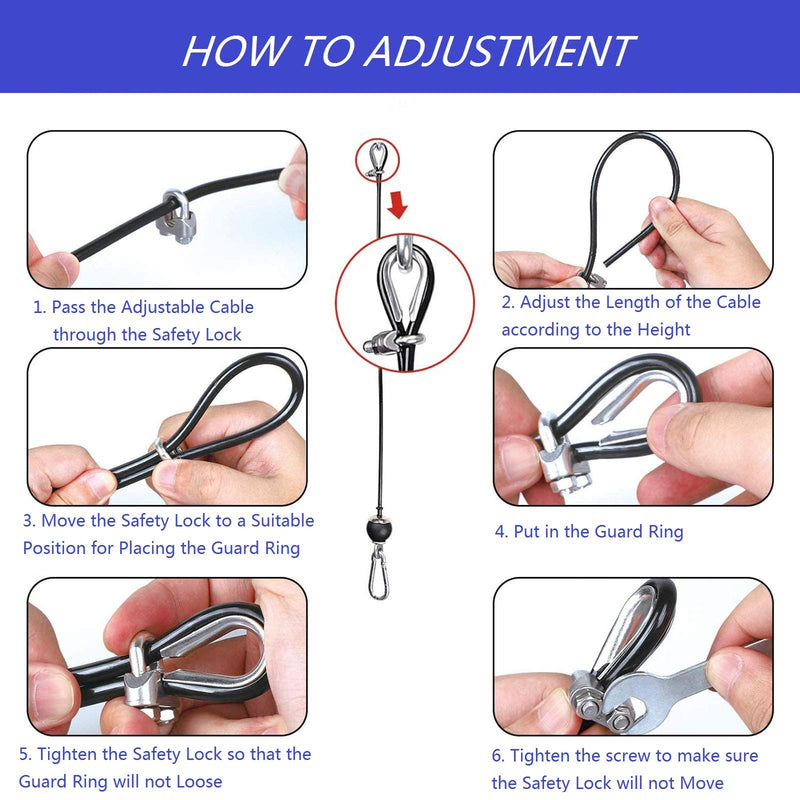 Home Gym Fitness LAT Pulldown Cable Replacement 78/118/ 236 Inch， 6mm Adjustable Length for Pulley System Cable Machine Workout Equipment, Steel Wire Rope with Rubber Stopper Ball 118 Inch Adjustable Cable - BeesActive Australia