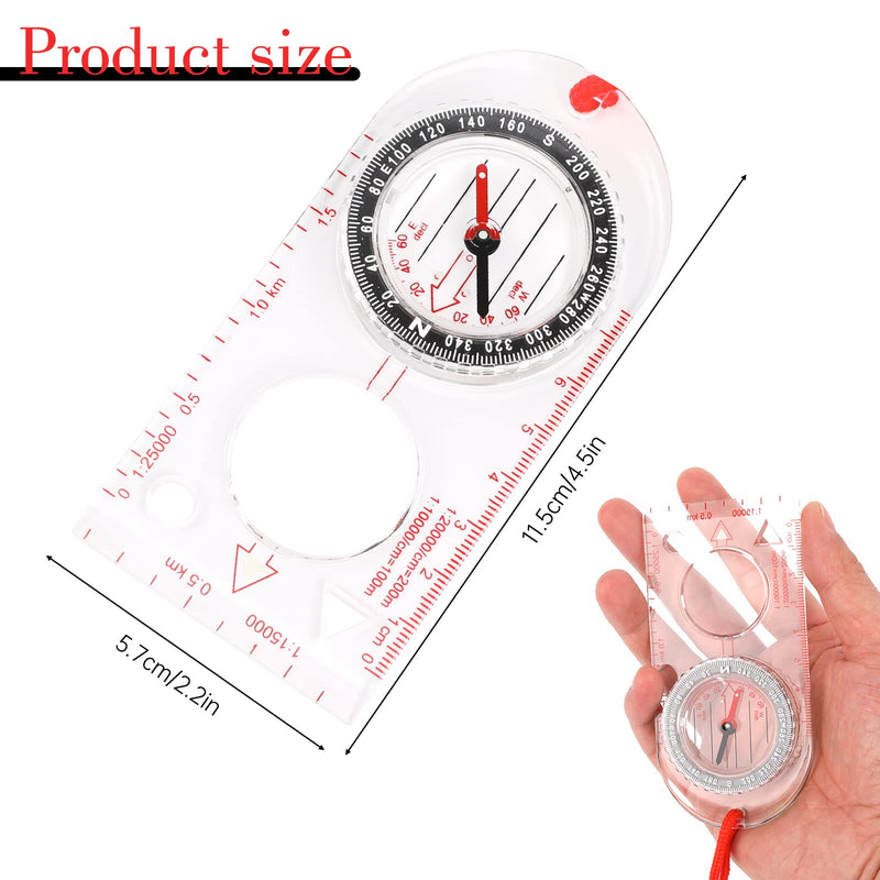 Orienteering Compass Waterproof Multifunctional Navigation Compass Hiking Backpacking Compass Map Ruler Magnifier for Explorer Hiking Map Reading and Navigation with Adjustable Lanyard - BeesActive Australia