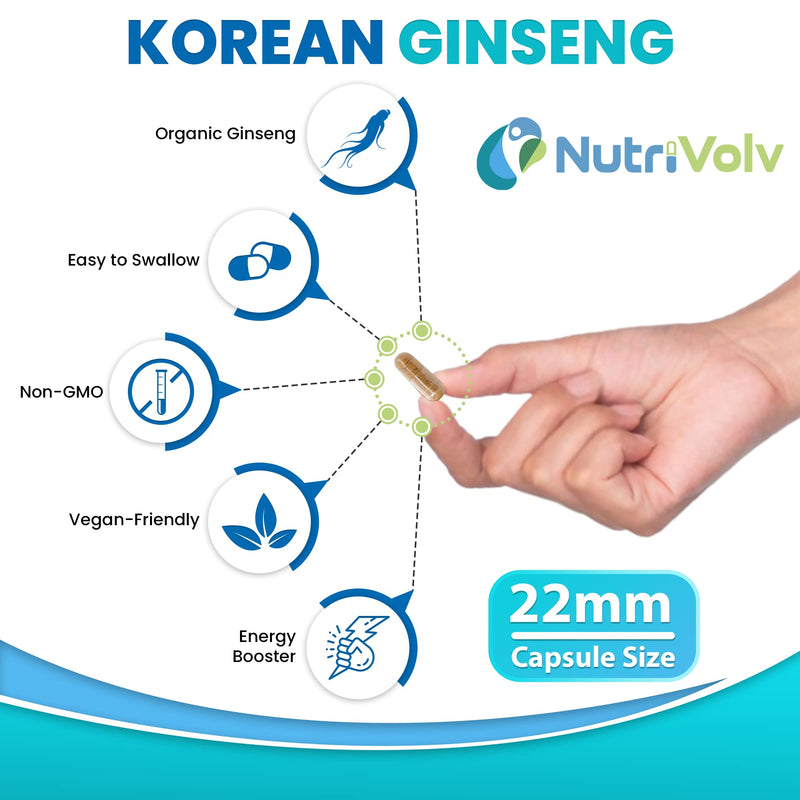 High Strength Korean Ginseng 3125mg Supplements to Boost Energy, Endurance, Mood, Performance, Vitality, Memory, Focus & Immunity | 60 Capsules - BeesActive Australia
