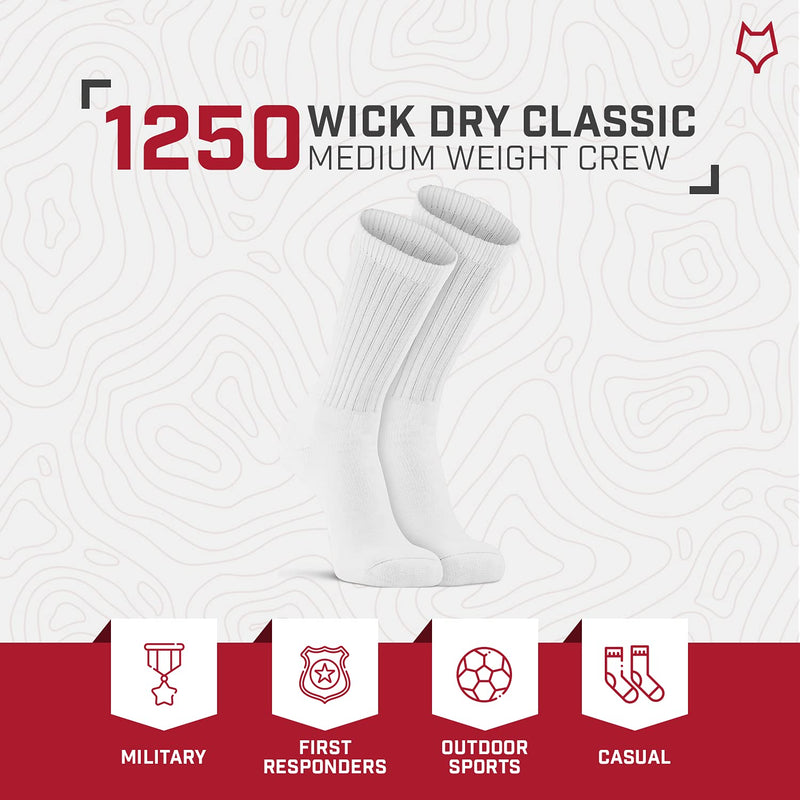 Fox River Wick Dry Classic White Crew Socks Moisture Wicking Socks for Men and Women with Fully Cushioned Sole Large - BeesActive Australia