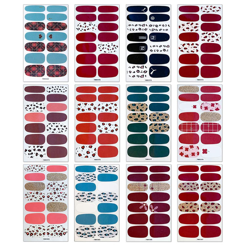 WOKOTO 20 Sheets Adhesive Nail Art Polish Stickers Tips with 1Pc Nail File Leopard Print Nail Wraps Decals Strips Set Manicure Accessories KIT1 - BeesActive Australia