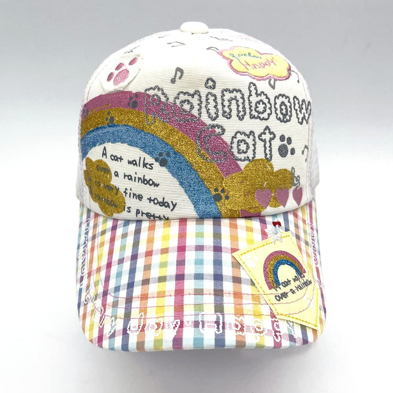 Julerwoo Kids Girls Unicorn Baseball Cap Pink Cotton Sun Hat for 3-12Y Rainbow White - BeesActive Australia
