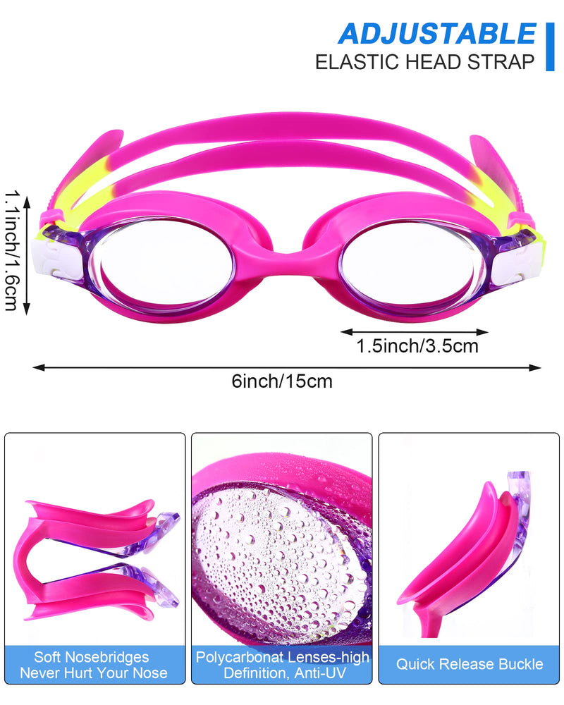 6 Pairs Swim Goggles for Kids 4-9 Clear Wide Vision Swimming Goggles Kids Anti Fog Pool Goggles Silicone Frame Children Goggles - BeesActive Australia