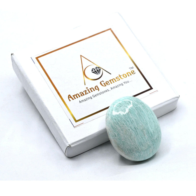 Amazonite Crystal Palm Stone Natural Healing Stone for Chakra Balancing Spritual Good Luck Amazonite - BeesActive Australia