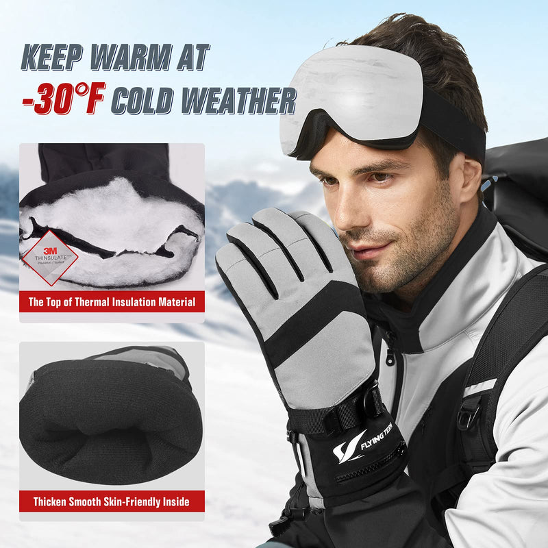 Ski Gloves Waterproof Windproof - 3M Thinsulate Insulated Warm Snow Gloves, Snowboard Gloves with Zipper Pocket, Touchscreen Winter Gloves for Men Women Large - BeesActive Australia