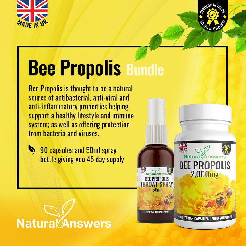 (Bundle) Bee Propolis Capsules ( 90 ) & Propolis Throat Spray ( 50ml ) | Natural Answers Bees Propolis - BeesActive Australia