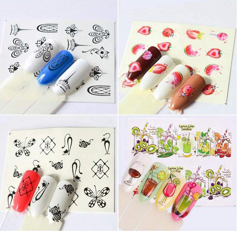 40 Sheets Nail Stickers Water Transfer Nail Art Decals Decoration Fruits Cakes Drinks Ice Cream Decoration Decals Stickers - BeesActive Australia