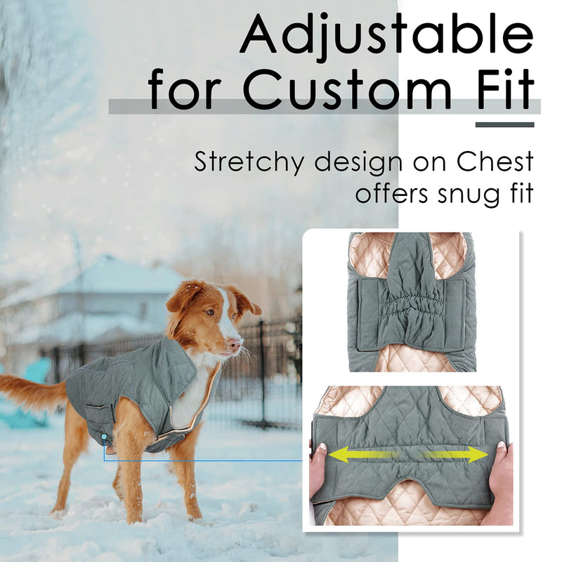 ThinkPet Dog Winter Cold Weather Coats - Cozy Waterproof Windproof Reversible Winter Dog Jacket, Thick Padded Warm Coat Reflective Vest Clothes for Puppy Small Medium Large Dogs M(Chest 18¾-20", Back 12" ) A-Green - BeesActive Australia