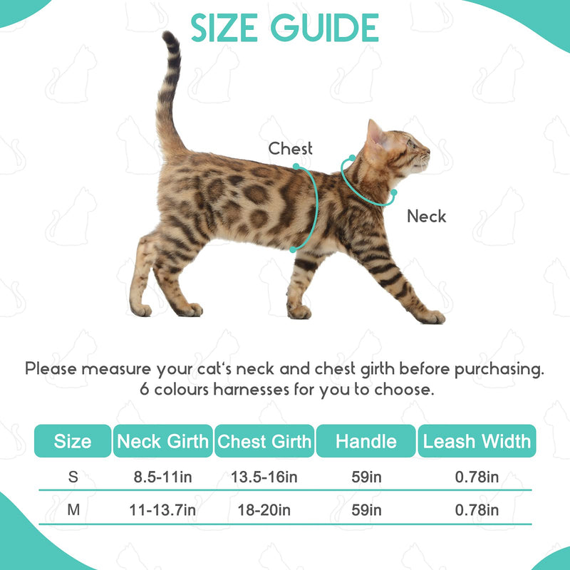 PUPTECK Cat Harness and Leash Set- Adjustable Vest Escape Proof Harness for Kitten Small Medium Cats, Retractable Breathable Soft Mesh for Outside with Reflective Strips M-Neck:11- 13.7" Chest: 18- 20" Green - BeesActive Australia