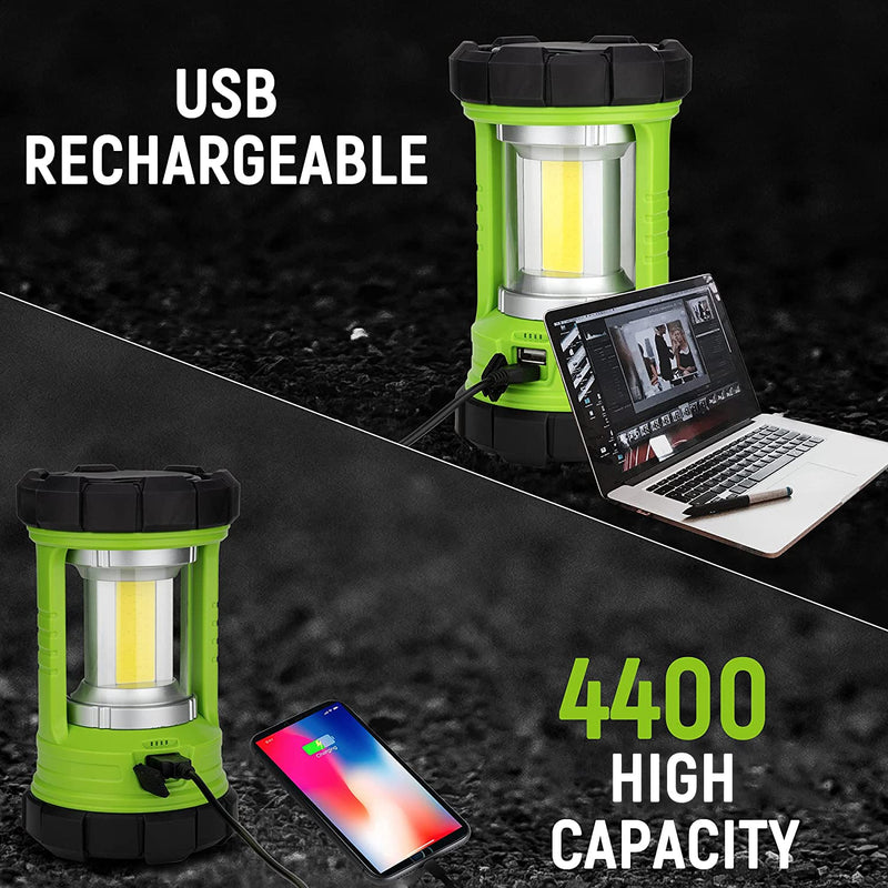 Rechargeable Camping Lantern, 3000LM 5 Light Modes Camping Light 4400 Capacity Phone Charger LED Impact-Resistant Flashlight Lantern Portable Waterproof Hurricane Lanterns for Emergency(Pale Green) Pale Green - BeesActive Australia