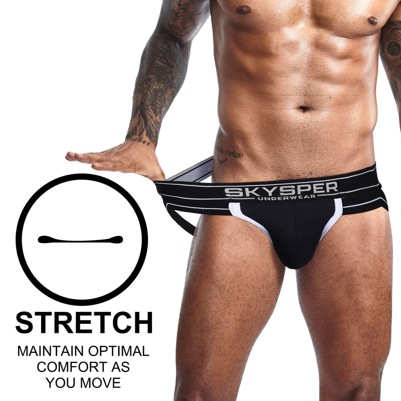 SKYSPER Mens Jockstrap Underwear Jock Straps Male Athletic Supporters for Men Sg29-black Large - BeesActive Australia