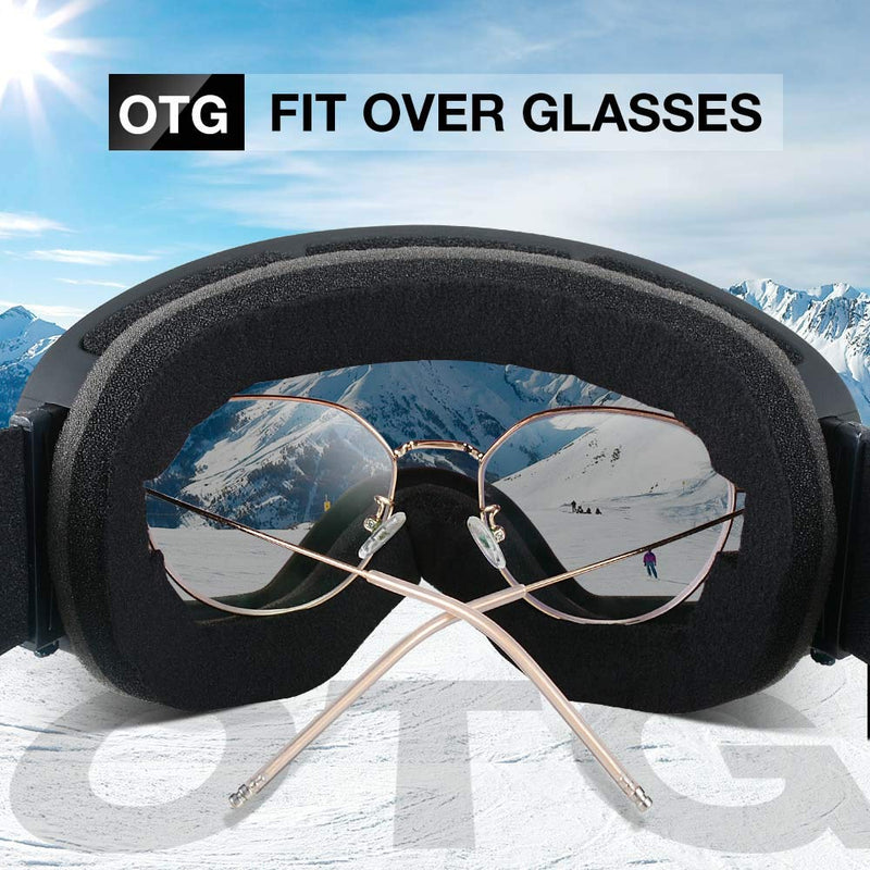 ZIONOR X Ski Snowboard Snow Goggles OTG Design for Men Women with Spherical Detachable Lens UV Protection Anti-Fog A0-lagopus X Blackframe Revosilver Lens Vlt 9% - BeesActive Australia
