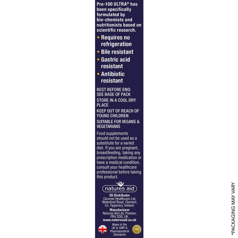 Natures Aid Bio360 Pro-100 Ultra (100 Billion Bacteria), from Natures Aid, 30 Capsules Bio360 Pro-100 Ultra 30 Capsules - BeesActive Australia