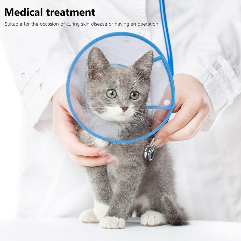 PETBABA Cat Cone Collar in Recovery, Clear Elizabethan Not Block Vision, Soft Padded E-Collar Protect Neck, Suitable Kitten Puppy Dog Pet in Surgery Remedy Grooming 5"-6" Blue - BeesActive Australia