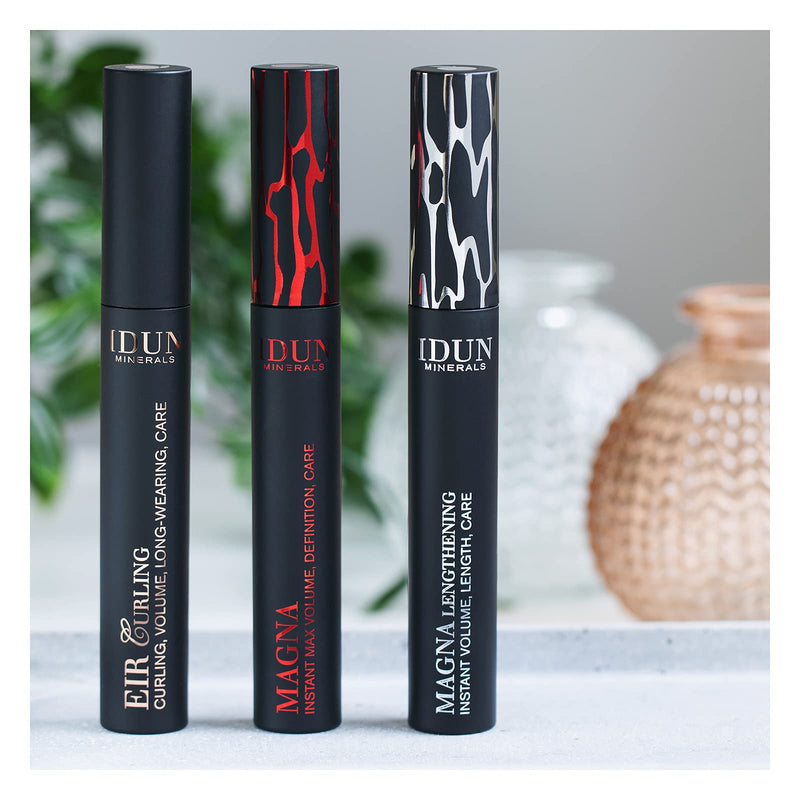 IDUN Minerals - EIR Curling Mascara - Add Volume to Lashes, Without Smudging and Clumping, Safe for Sensitive Eyes - Cruelty Free, 100% Vegan Makeup - 007 Black, 0.40 fl oz Tube - BeesActive Australia