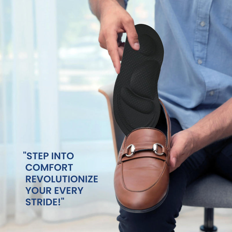 4D Orthotic Insoles - Soft Stress Relief 4D Memory Foam Insoles, Breathable Shoe Inserts Pads for Men Women - Orthotic High Arch Support for Massage, Plantar Fasciitis, Feet Heel Pain (Woman, Black) Woman - BeesActive Australia