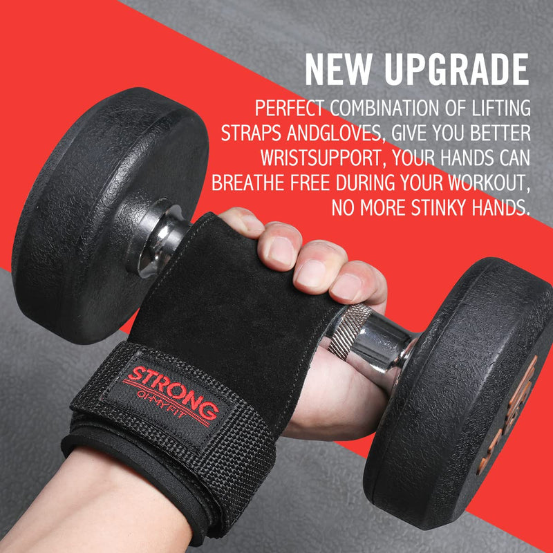 OHMY FIT Weight Lifting Grips Workout Pads With Adjustable Wrist Straps, Support Wraps for Power Lifting Pull Up Fitness Gym, Kettlebells and Cross Training for Men and Women - BeesActive Australia