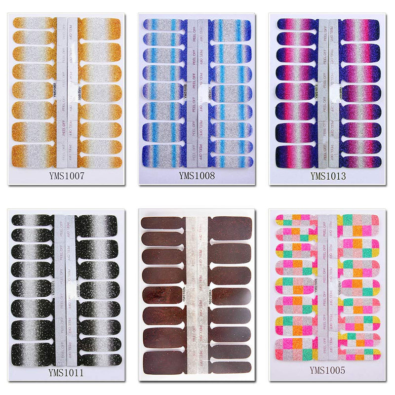 WOKOTO 6Pcs Nail Wraps For Women Sticker Nails With 1Pc Nail File Kit Full Nail Tips Stickers Wraps For Nails - BeesActive Australia