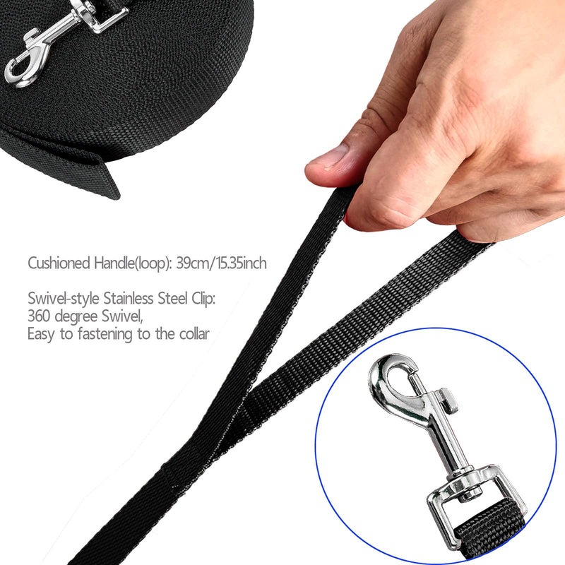 Training Leash for Dog 15ft 30ft 50ft/Black, Long Puppy Lead Leash for Small/Medium/Large Dog Training, Backyard Play, Camping, Recall Training 30ft - BeesActive Australia
