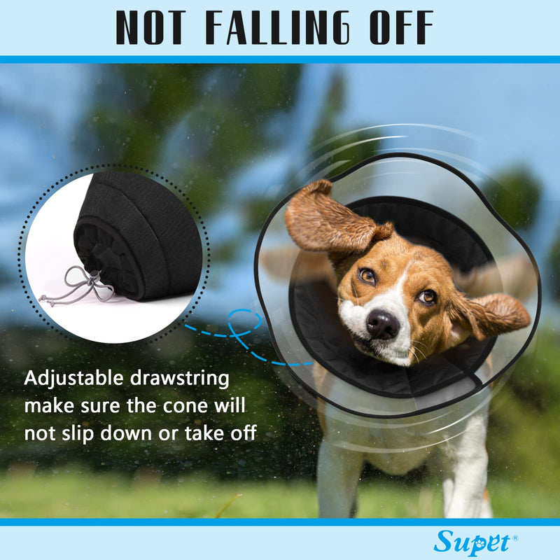 Supet Dog Cone for Dogs After Surgery, Soft Dog Cones for Large Medium Dogs, Comfortable Elizabethan Collar for Dogs to Stop Licking, Adjustable Pet Recovery Collar for Small Dogs L (Neck:13.5"-19.0") Black - BeesActive Australia