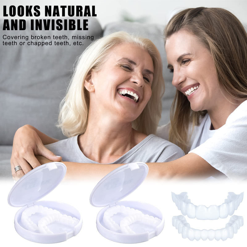 Fake Teeth Temporary Denture Teeth Veneer Snap in Teeth Confidence Smile Dentures Veneers Fake White Teeth with Mini Tweezers for Men and Women Bad Teeth Whitening Alternative (4 Pieces) - BeesActive Australia