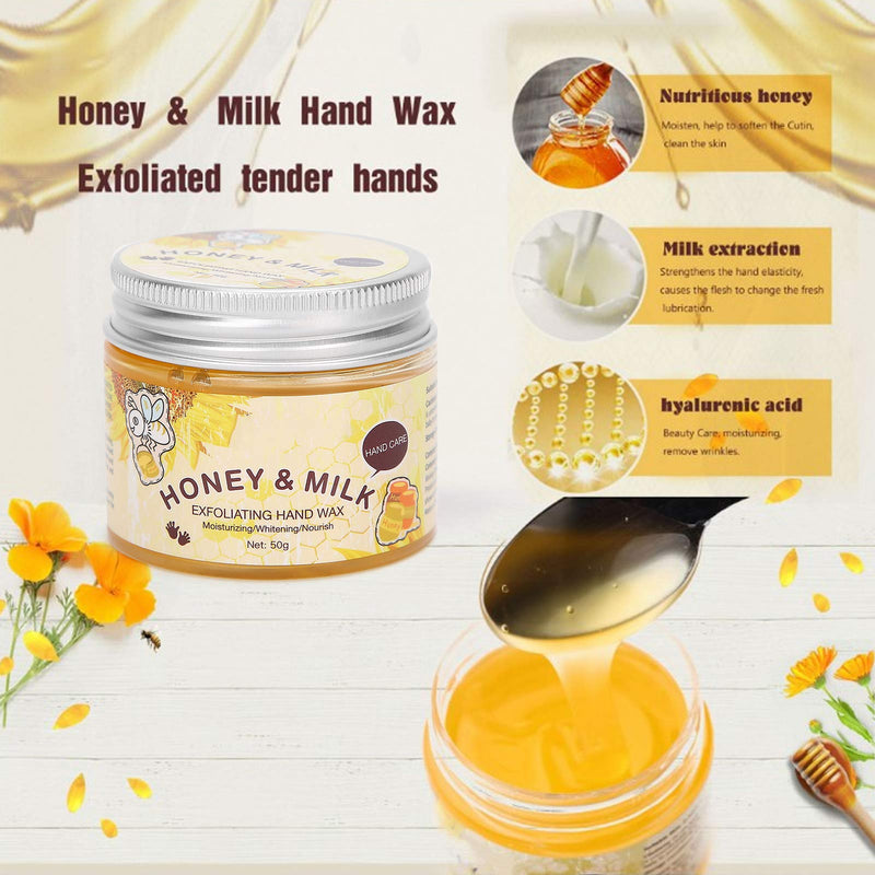 Honey Milk Moisturizing Peel Off Hand Wax Mask, 2pcs Moisturizing Exfoliating Hand Wax Whitening Nourishing Hand Remove Dead Skin 50g - BeesActive Australia