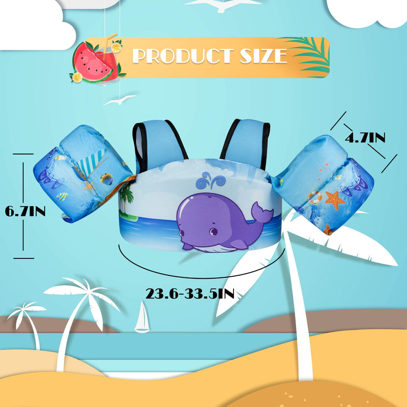 Elejolie Kid Swim Vest for Child Learn Swiming Training,Infant Safety Swim Aid Jacket for Toddler 2 3 4 5 6 Years Old ,Arm Wings for Baby 22-66lbs C-Whale - BeesActive Australia