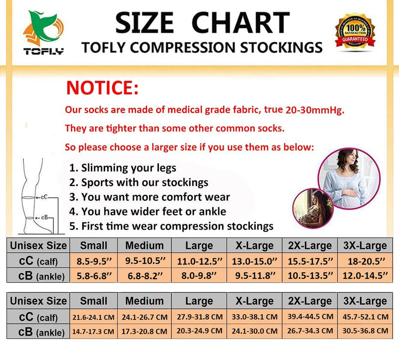 TOFLY Medical Compression Stockings, 20-30 mmHg Knee High Compression Socks L 20-30mmhg Open-toe Black - BeesActive Australia