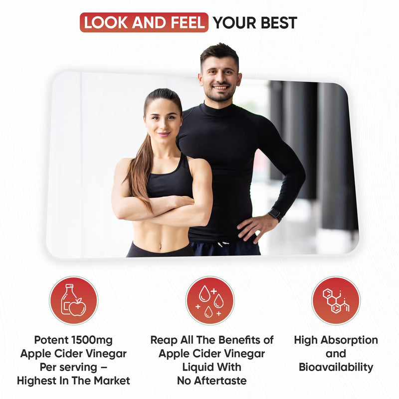 Apple Cider Vinegar with Mother - 180 High Strength Apple Cider Vinegar Capsules with Probiotics, Cayenne Pepper, Turmeric & Ginger Root - 1860mg - Tasteless & Vegan - Not ACV Gummies - Made in the UK - BeesActive Australia