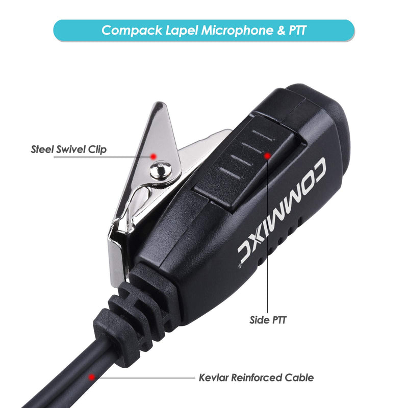 COMMIXC Walkie Talkie Earpiece, 1-Pin 2.5mm Covert Air Acoustic Tube Walkie Talkie Headset with PTT Mic, Compatible with Motorola Talkabout Radios 1-Pin 2.5mm Motorola (1 Pack) - BeesActive Australia