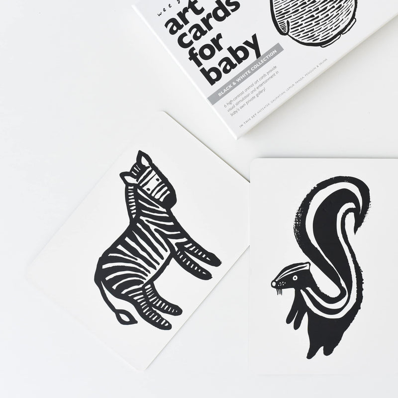 Wee Gallery Black and White Art Flash Cards for Babies, High Contrast Educational Animal Picture Cards, Baby Visual Stimulation, Brain and Memory Development in Infants and Toddlers - B&W Animals Black and White Collection - BeesActive Australia