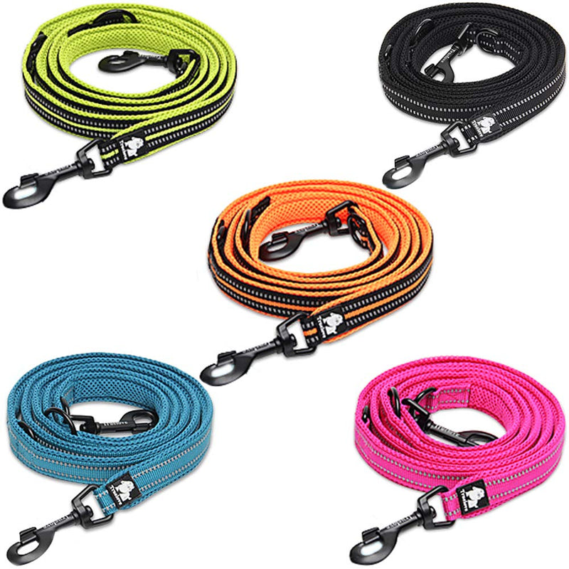 Creation Core Multi-fuctional Reflective Dog Leash with Snap Hook Adjustable Hands Free Walking Training Running Leash L 1" Width, 3.6-6.6Ft Pink - BeesActive Australia
