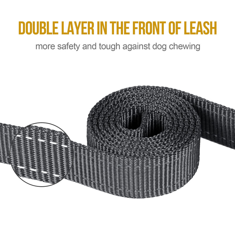 OneTigris Handled No-Pull Dog Walking Leash Long Traffic Leads for Medium to Large Dogs Grey 6FT - BeesActive Australia