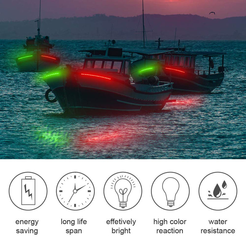 [AUSTRALIA] - Obcursco 12 Inch LED Boat Bow Navigation Light Kits for Marine Boat Vessel Pontoon Yacht Skeeter - 1 Pair Red and Green 